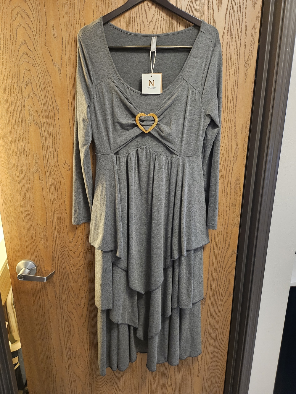 N by Nomadique Gray Layered Maxi Dress with Heart Accent